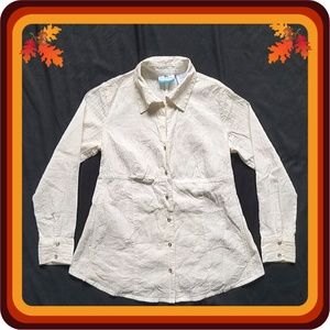White Button Up Maternity Shirt